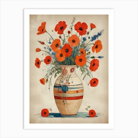 Poppies In A Vase Art Print