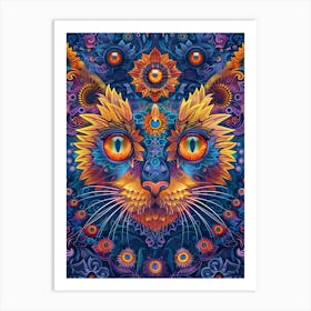 Psychedelic Cat 19 Art Print