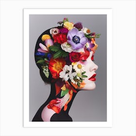 "Floral Face Art Beauty Portrait" Art Print