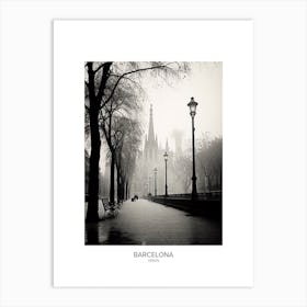 Poster Of Barcelona, Spain, Black And White Analogue Photography 4 Art Print