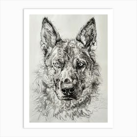 Norweigan Elkhound Dog Line Sketch 2 Art Print