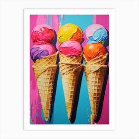 Pop Art Colourful Ice Cream Cone 3 Art Print