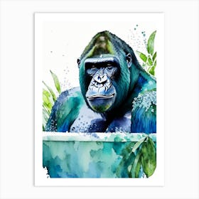 Gorilla In Bath Tub Gorillas Mosaic Watercolour 2 Art Print