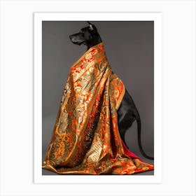 Dog In A Shawl Art Print