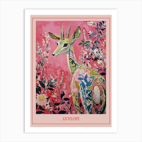 Floral Animal Painting Antelope 2 Poster Art Print