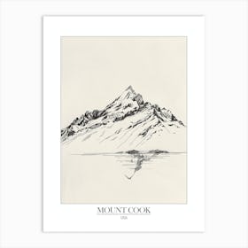 Mount Cook Usa Line Drawing 3 Poster Art Print