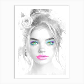 Woman Face Beautiful Illustration Art 04 Art Print