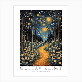 Gustav Klimt Print Starry Night Forest Trees Painting Klimt Exhibition Poster Painting Decor Art Print