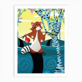 Raccoon In The Forest Art Print