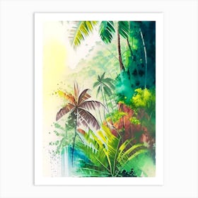 Dominical Costa Rica Watercolour Pastel Tropical Destination Art Print