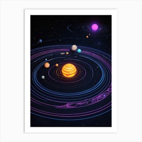 Default Neon Black Light Sgraffito Solar System 3d Illustratio 2 (3) Art Print