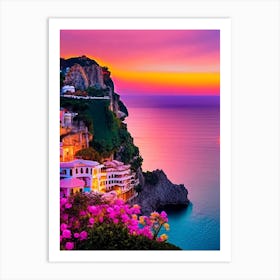 The Amalfi Coast, Italy Sunset Pop Art Photography Art Print
