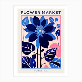 Blue Flower Market Poster Poinsettia Art Print