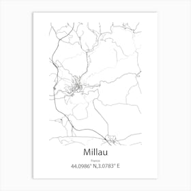 Millau,France Minimalist Map Art Print