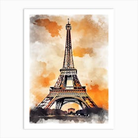 Eiffel Tower Paris France Sketch Drawing Style 8 Art Print