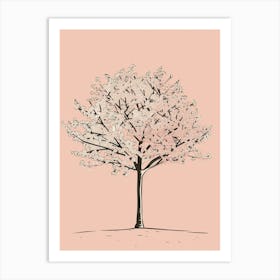 Cherry Tree Minimalistic Drawing 2 Art Print