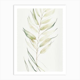 White Willow Leaf Minimalist Watercolour 4 Art Print