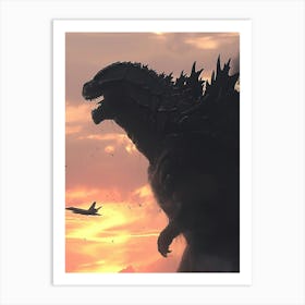 Godzilla At Sunset Art Print