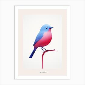 Minimalist Bluebird 2 Bird Poster Art Print
