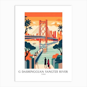 Nanjing Dashengguan Yangtze, China, Colourful Travel Poster Art Print