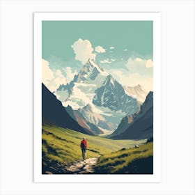 Tour De Mont Blanc France 3 Hiking Trail Landscape Art Print