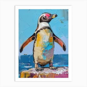 Galapagos Penguin St Kilda Breakwater Colour Block Painting 4 Art Print