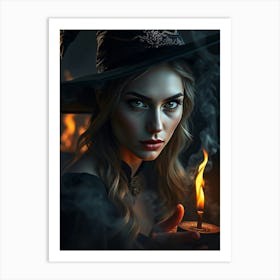 Witch Holding A Candle Art Print