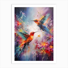 Hummingbirds Abstract Expressionism 2 Art Print