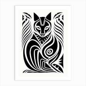 Linocut Fox Illustration 2  Art Print