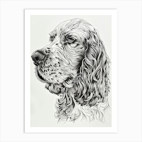 English Cocker Spaniel Dog Line Sketch 1 Art Print