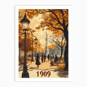 Aihrgdesign A Nostalgic Poster Of A 1909 City Park Featuring 1 Art Print