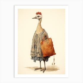 Storybook Animal Watercolour Crane 4 Art Print