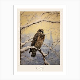 Vintage Winter Animal Painting Poster Falcon 2 Art Print