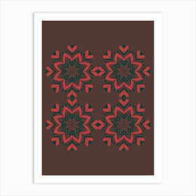 Snowflakes On A Brown Background Art Print