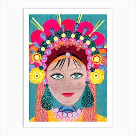 Girl With Headdress Art Print