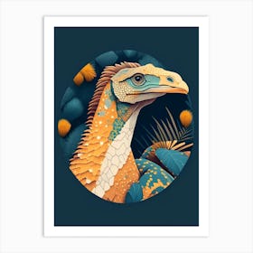 Oviraptor Philoceratops Terrazzo Style Dinosaur Art Print