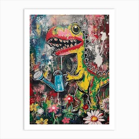 Abstract Dinosaur In The Garden 1 Art Print