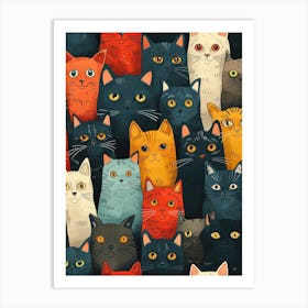 Perfectly Repeatable Artwork With Cute Cat Faces 13 Art Print