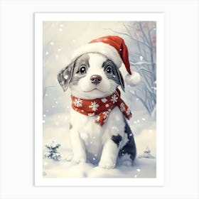 Santa Puppy 1 Art Print