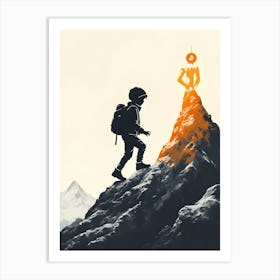 Man On Top Of A Mountain Art Print