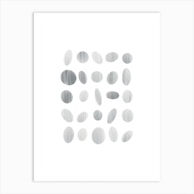 Monochrome Print Inspired by British Pebble Beaches in Watercolour 1 Art Print