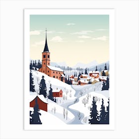 Retro Winter Illustration Kiruna Sweden 2 Art Print
