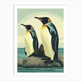 King Penguin Sea Lion Island Minimalist Illustration 3 Art Print