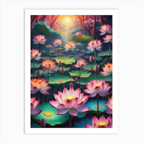 Lotus Flower In The Forest Art Print