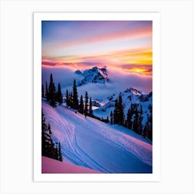 Chapelco, Argentina Sunrise Skiing Poster Art Print