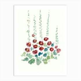 Mallows - minimalism impressionism floral watercolor flowers hand painted vertical Art Print