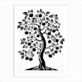 Apple Tree Simple Geometric Nature Stencil 3 Art Print