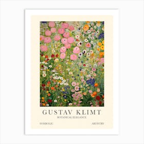 Gustav Klimt Flower Garden Pink And Green Art Print