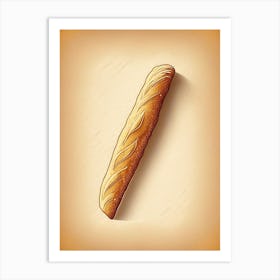 Breadstick Bakery Product Retro Drawing Art Print