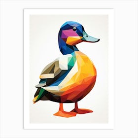 Colourful Geometric Bird Mallard Duck 2 Art Print